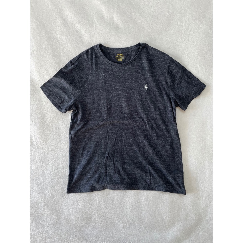 Polo Ralph Lauren Mens Charcoal Gray Heathered Cotton Crewneck T-Shirt Large